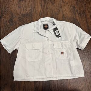 NWT dickies cropped work shirt, white medium